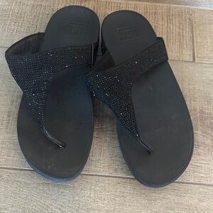 Fitflop Black Rhinestone Sandals 9